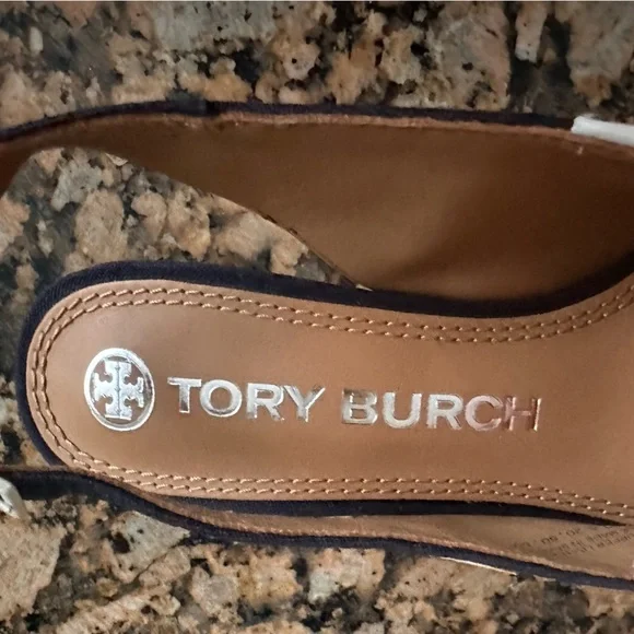 Tory Burch Sling Back Pump Spencer Navy